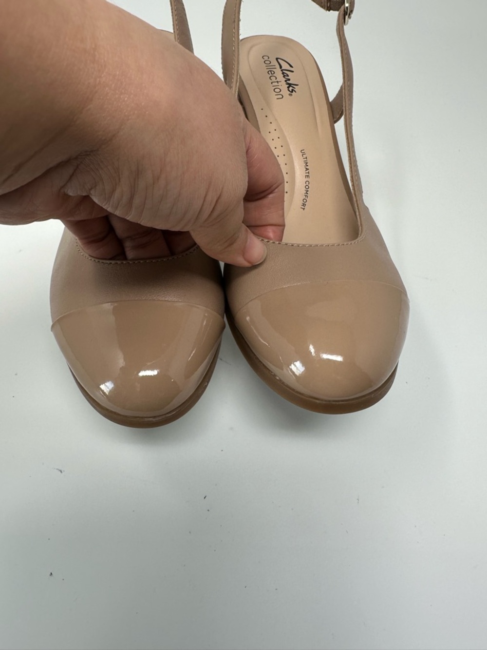 New Clarks Women's Bayla Joy Slingback Pumps Beige Leather Size 8M - Picture 11 of 15